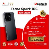 Tecno Spark 10C 4GB-128GB | 1 Year Warranty | PTA Approved | Monthly Installment By Siccotel Upto 12 Months