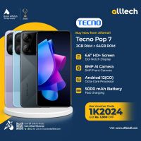 Tecno Pop 7 2GB-64GB | 1 Year Warranty | PTA Approved | Monthly Installments By ALLTECH Upto 12 Months