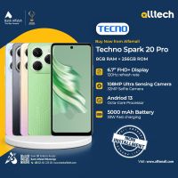 Tecno Spark 20 Pro 8GB-256GB | 1 Year Warranty | PTA Approved | Non Installments By ALLTECH