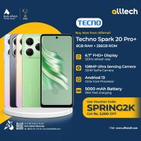 Tecno Spark 20 Pro 8GB-256GB | 1 Year Warranty | PTA Approved | Monthly Installments By ALLTECH Up to 12 Months