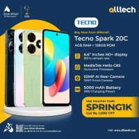 Tecno Spark 20C 4GB-128GB | 1 Year Warranty | PTA Approved | Monthly Installments By ALLTECH Upto 12 Months