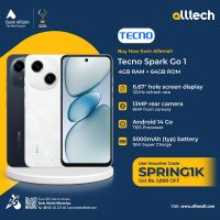 Tecno Spark Go 1 4GB-64GB | 1 Year Warranty | PTA Approved | Monthly Installments By ALLTECH Upto 12 Months