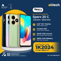 Tecno Spark 20C 4GB-128GB | 1 Year Warranty | PTA Approved | Monthly Installments By ALLTECH Upto 12 Months