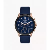 Fossil Forrester Chronograph Navy Leather Watch On 12 Months Installments At 0% Markup
