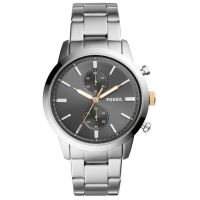Fossil Men’s Chronograph Silver Stainless Steel Grey Dial 44mm Watch FS5407 On 12 Months Installments At 0% Markup