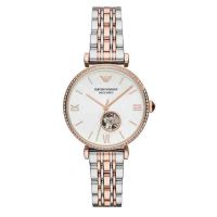 Emporio Armani Women’s Automatic Stainless Steel White Open Heart Dial 34mm Watch AR60019 On 12 Months Installments At 0% Markup