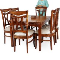 Galaxy Brand New Solid Rose Wood (04) Chair with comfortable cushions Dining Table with semi mate polished.