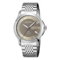 Gucci Men’s Swiss Made Quartz Silver Stainless Steel Brown Dial 38mm Watch YA1264107 On 12 Months Installments At 0% Markup