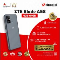 ZTE Blade A52 4GB-64GB | 1 Year Warranty | PTA Approved | Monthly Installment By Siccotel Upto 12 Months